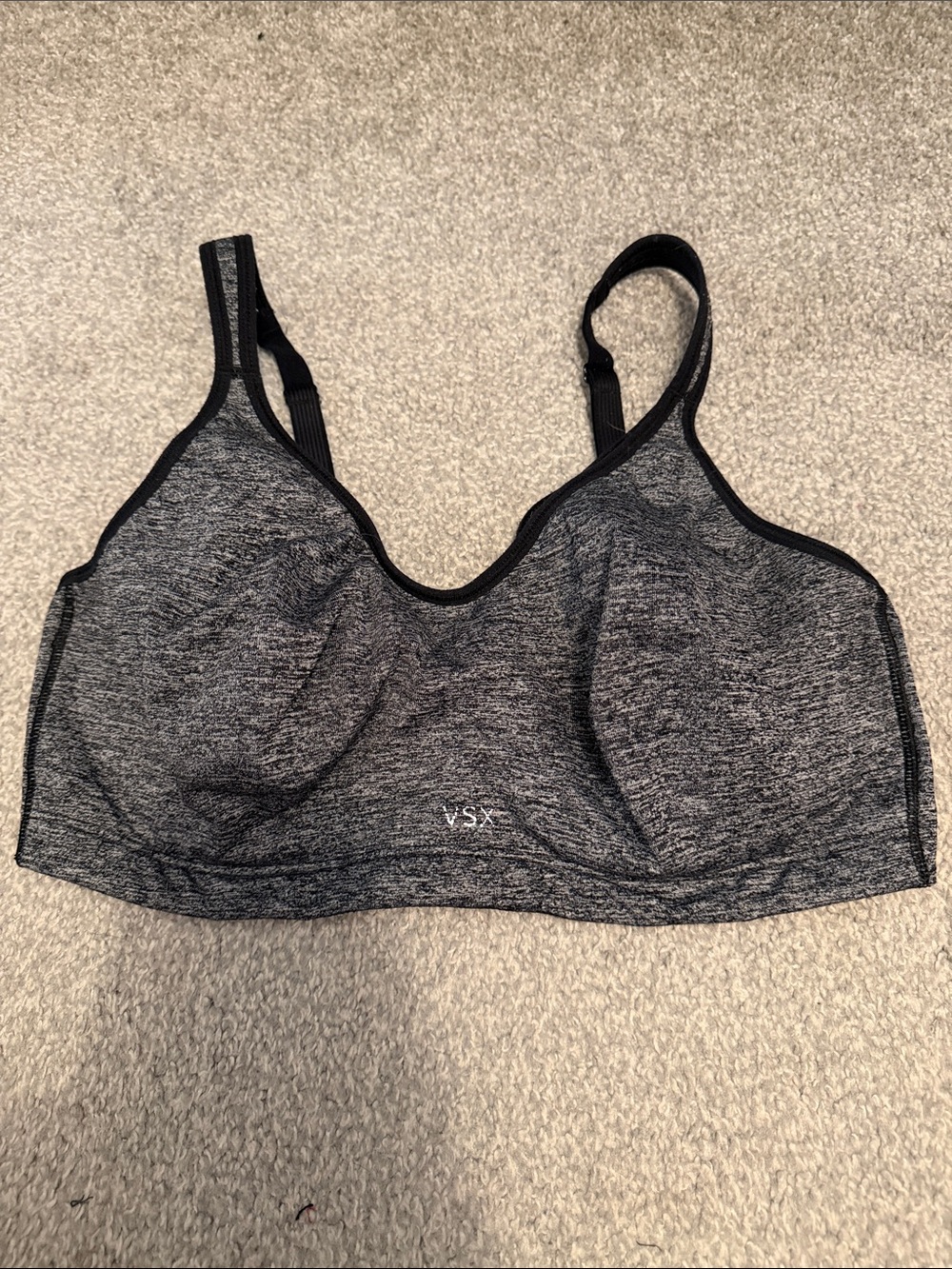 VSX Heathered Black & Gray High Impact Sports Bra with Adjustable Straps
